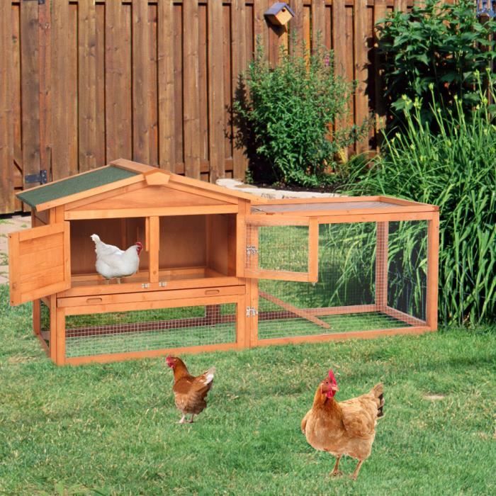 Cage Clapier lapin Extérieur en bois de pin haute qualité pour lapins 156 x 52 x 68 cm Villa Lapin