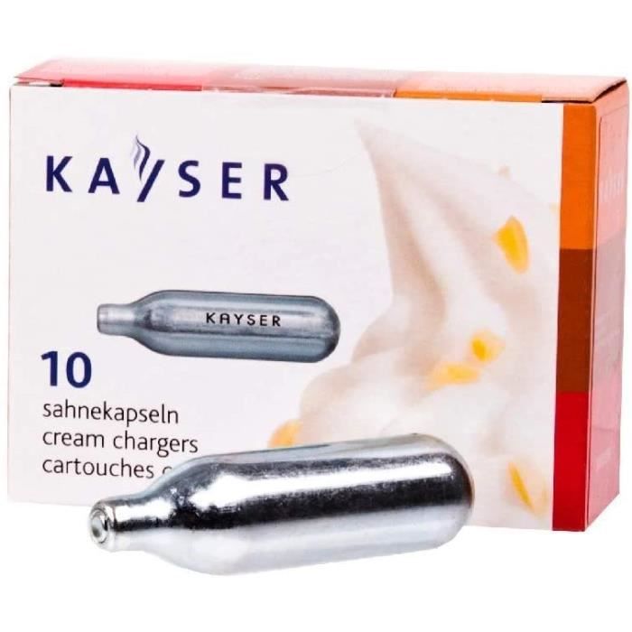 Kayser Capsules CO2 Recharges pour Siphon Chantilly (Boîte de 10 Cartouches)