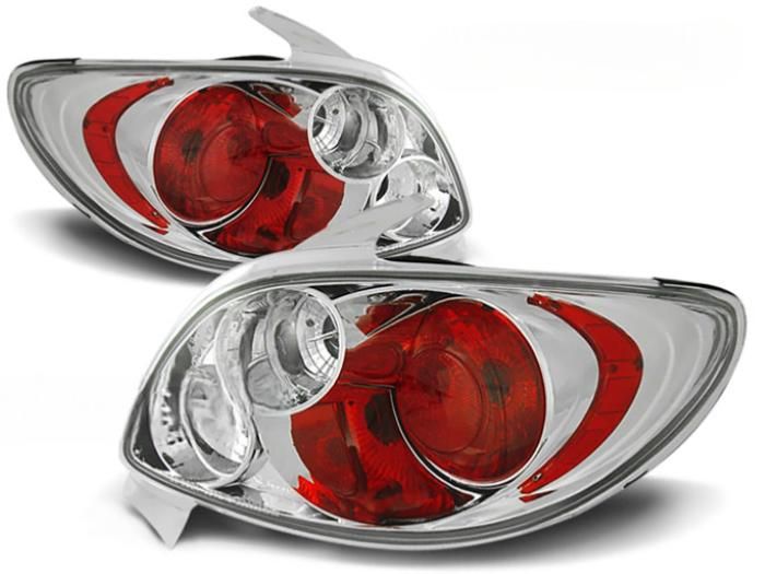Paire de feux arriere Peugeot 206 de 1998 a 2006 chrome