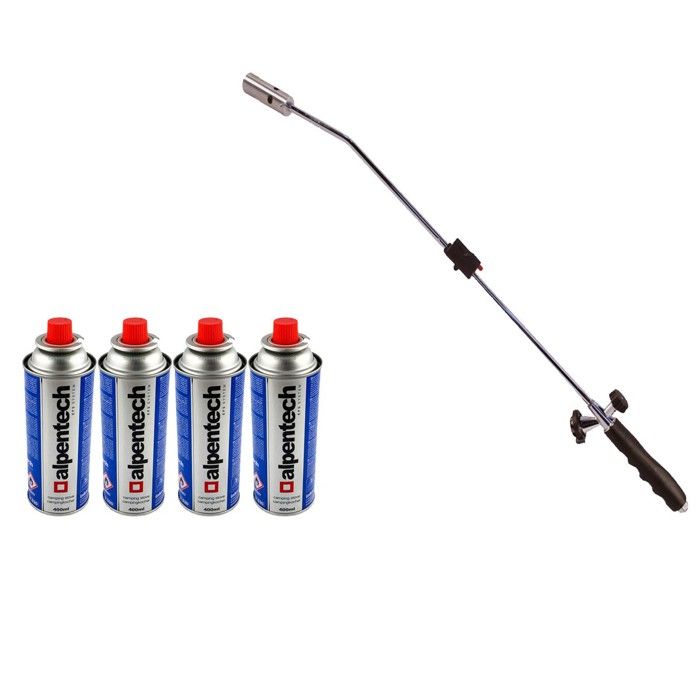 Desherbeur thermique piezo KZ Garden Chalumeau gaz + 4 Recharges Desherbant thermique écologique Brule herbes Torche de jardin