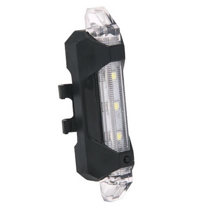 Éclairage pour Vélo Lampe de vélo Feu arrière Portable USB Rechargeable Lumière queue arrière sécurité avertissement - BLANC