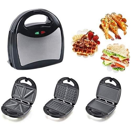 TOASTER Gaufrier Grillepain Sandwich machine 3 en 1 plaques amovibles en acier inoxydable multifonction eacutelectrique de cuiss1234