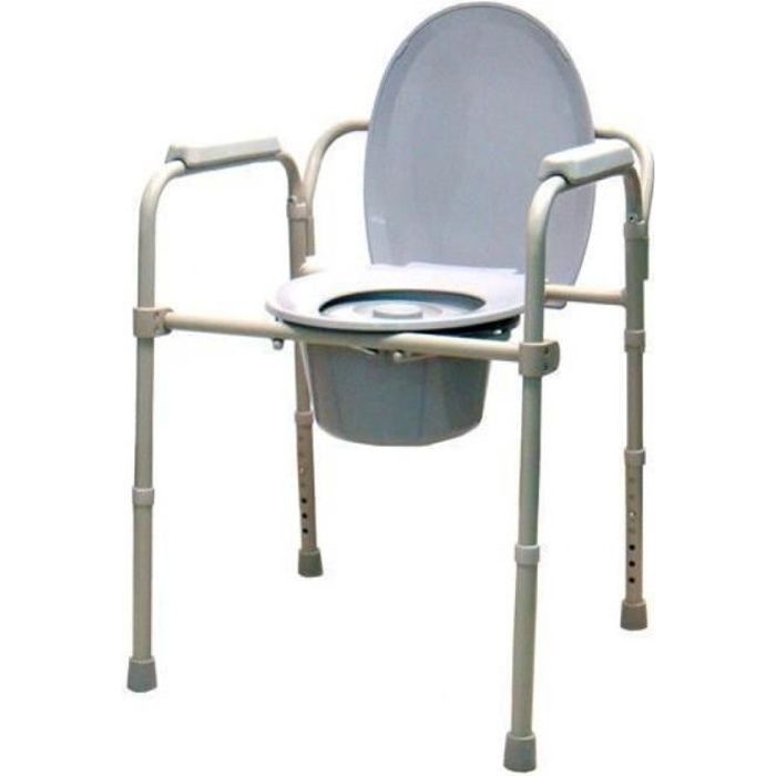 Chaise percée - Chaise WC - Réglable en hauteur - Avec accoudoirs et dossier