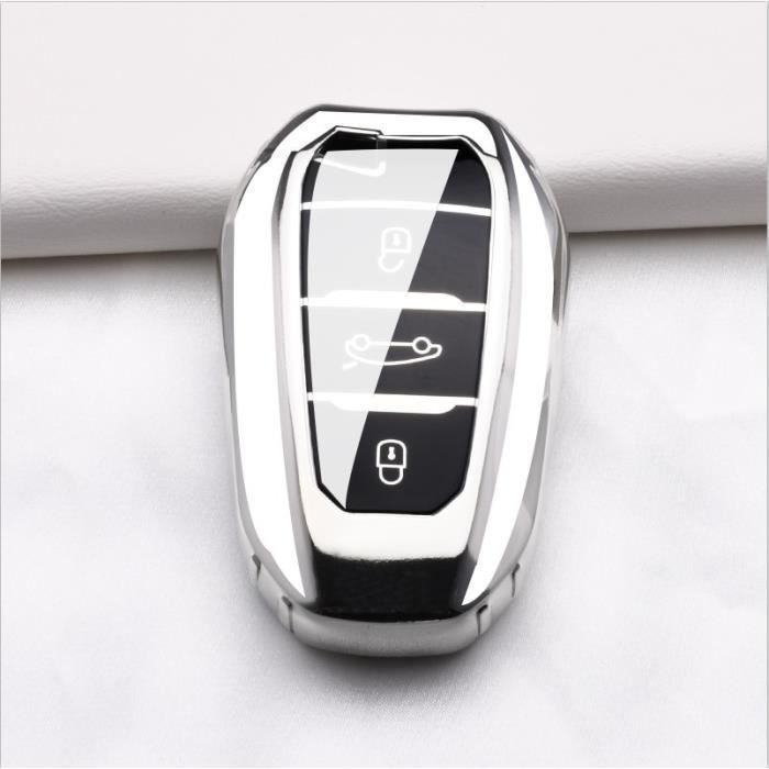 Coque clé,Coque de Protection pour clé de voiture Pour Peugeot 407 508 2008 301 5008 3008 4008, 3 boutons, Protection - Type Argent