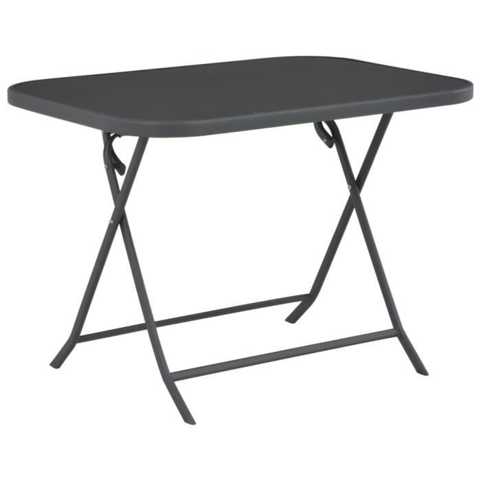 Meuble Déco, Table d'extérieur pliable - Table basse de Jardin - Gris 100x75x72 cm Verre et acier SG20153