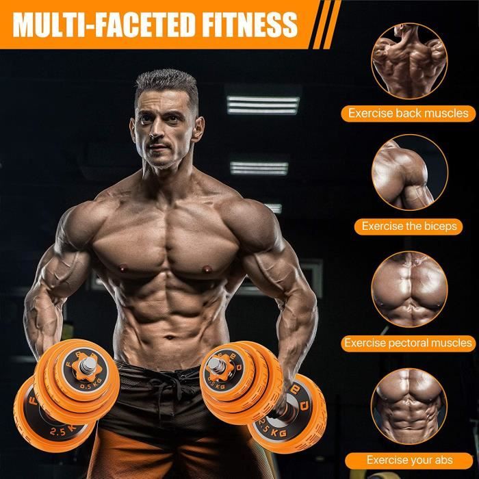 BESPORTBLE kit haltères 30 kg musculation Sport haltère reglable avec barres