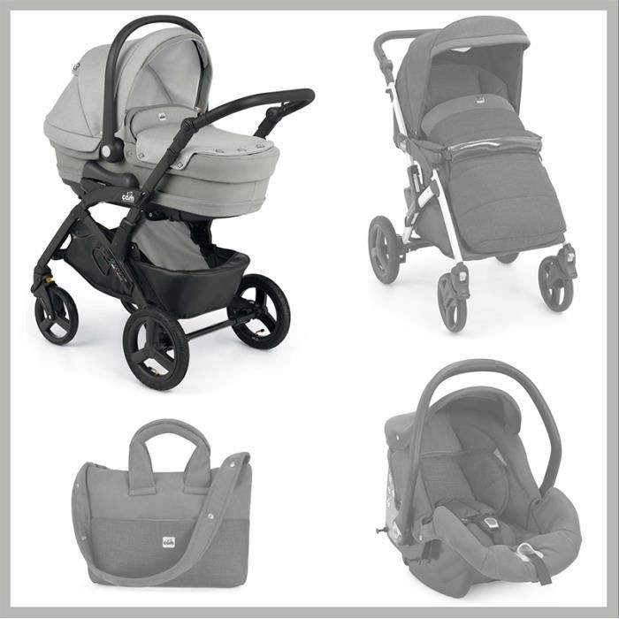 Poussette combinée Cam DINAMICO UP modèle TOP 688 Gris Melange (Châssis V90 Noir) Collection 2017