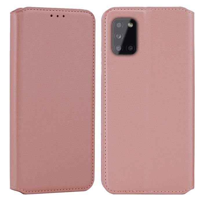 Coque pour Samsung Galaxy A31,Portefeuille Cuir pour (Galaxy A31 (6,4 Pouces), Rose)
