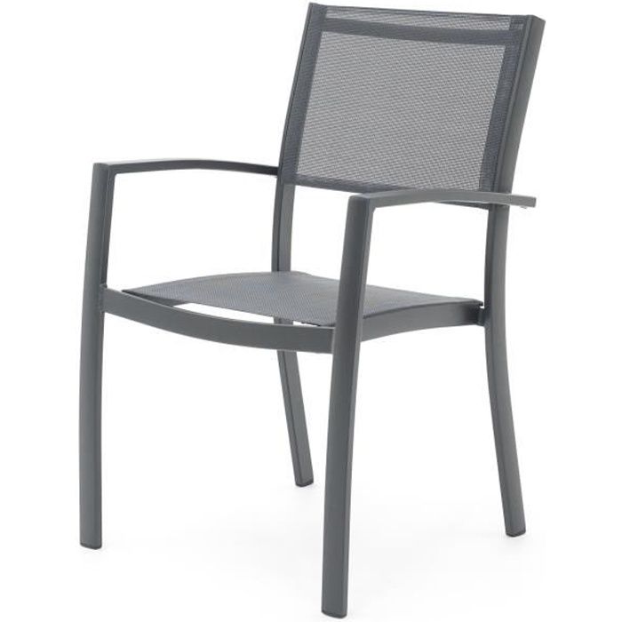 Chaise d'Extérieur Chillvert Pavia 59,3x58x88,2 cm Empilable en Aluminium et Textilène Nettoyage Facile Couleur Gris Anthracite