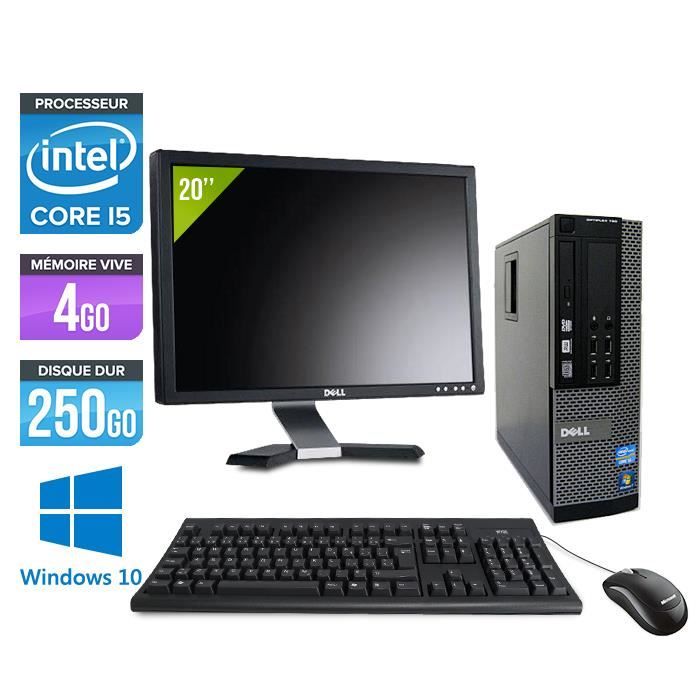 Pc de bureau Dell 7010 -Core i5 - 4G- 250G- Win. 10 +Ecran 20''