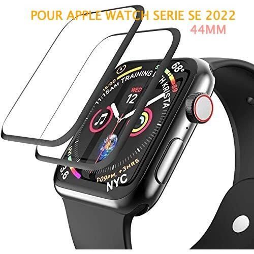 Lot de 2 Verres trempé 3D noir protection écran totale intégrale pour APPLE WATCH série SE 2022 44MM