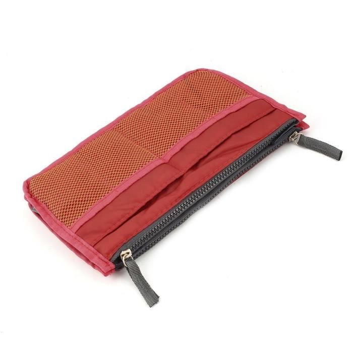 Trousse de toilette double fermeture éclair orange rouge