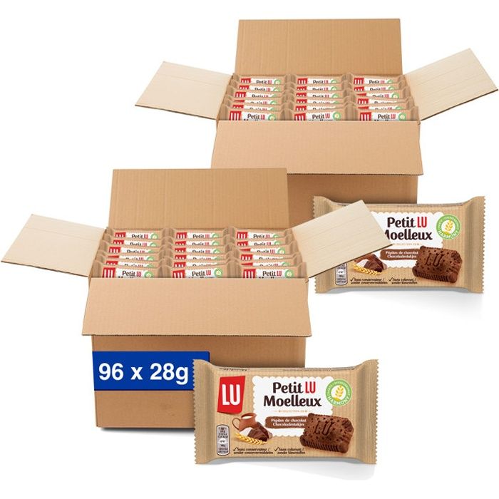 Petit LU Moelleux - Gâteau aux Pépites de Chocolat - Idéal pour le Goûter - 2 Cartons de 48 Sachets