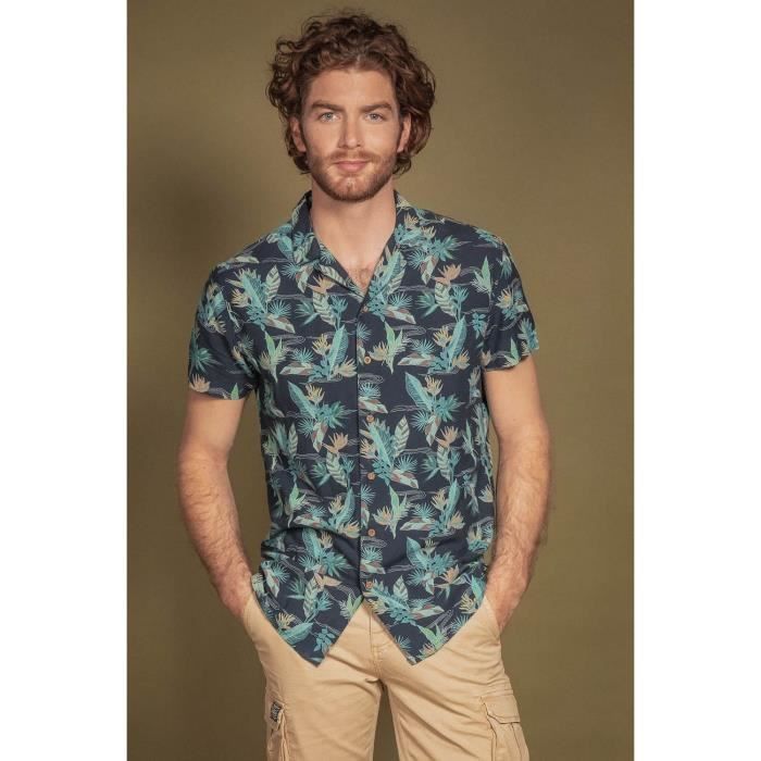 DEELUXE Chemise imprimé feuillage BOGOLAN Navy