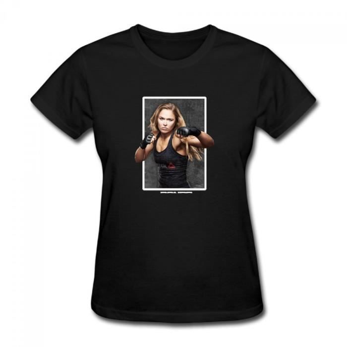 Ronda Rousey Ufc 190 Rowdy Femme Col rond Coton Manche courte T-shirt