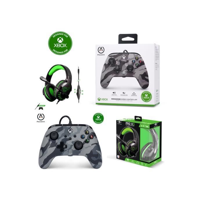 Pack Manette XBOX ONE-S-X-PC ARCTIC CAMOUFLAGE EDITION Officielle + Casque Gamer PRO H3 SPIRIT OF GAMER XBOX ONE/S/X/PC