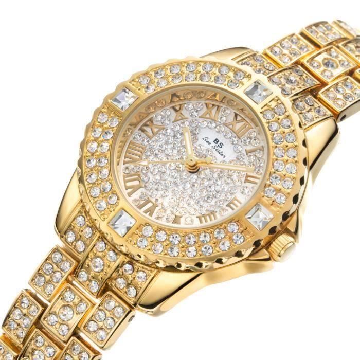 SHARPHY® Montre Femme de marque haut de LUXE Doré Diamant bracelet élégante