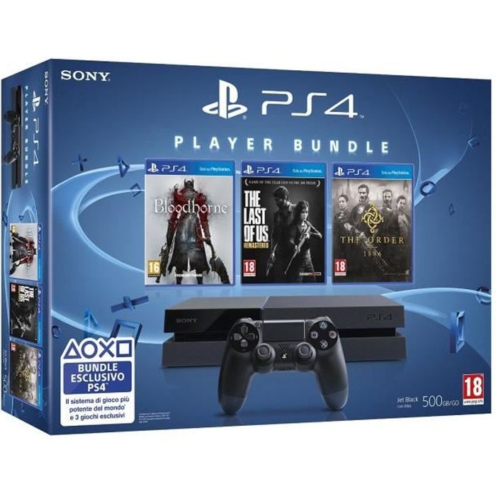 Console Playstation 4 + Jeu Bloodborne + Last of Us Remastered + The Order