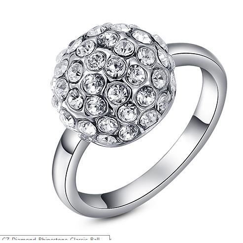 Bague Plaqué Or Boule SWAROVSKI ELEMENTS T6