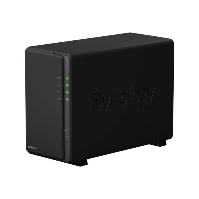 Synology Disk Station DS218play Serveur NAS 2 Baies 8 To SATA 6Gb-s HDD 4 To x 2 RAID 0, 1, JBOD RAM 1 Go Gigabit Ethernet iSCSI