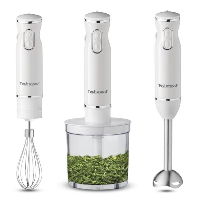 TECHWOOD Mixeur plongeant multifonctions TMS-9600 - 2 vitesses - 600 W - Blanc
