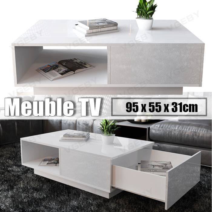 Table basse - Contemporain - Blanc - laqué blanc brillant BOH34