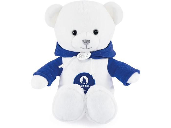 Peluche Ours Beige 25 cm avec T-shirt Blanc JO Paris 2024 - Peluches et poupées - | Maison de la Presse