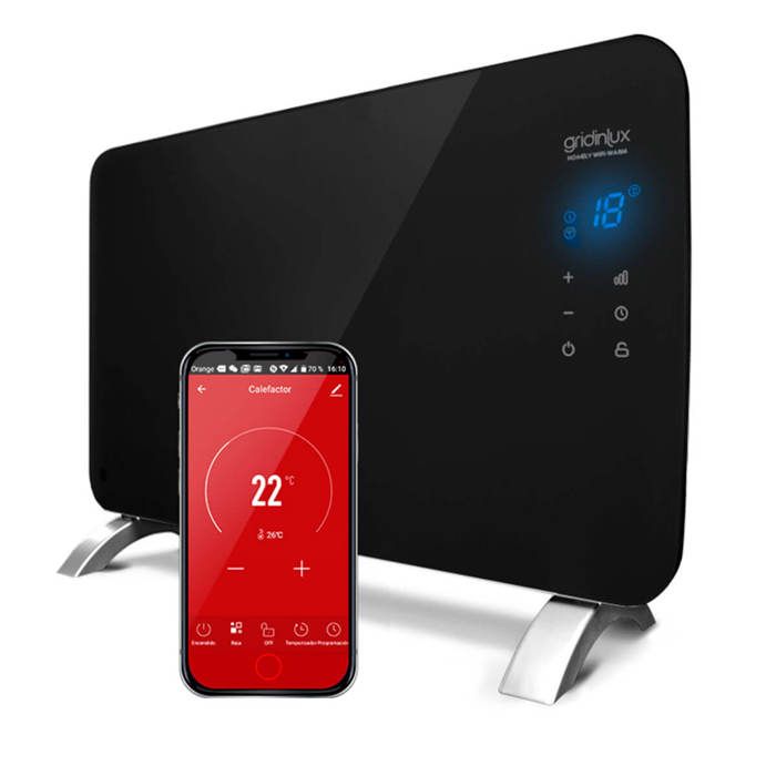 Comparer les prix de Radiateur convecteur électrique en verre noir 1500W. Contrôle WIFI par APP. Programmable. Compatible avec Alexa et Google Home.