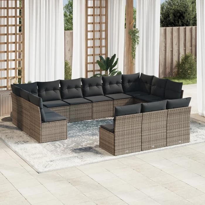 vidaXL Salon de jardin 13 pcs résine tressée