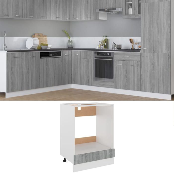 BEST Armoire Buffet de cuisine - Armoire à four - Sonoma gris 60x46x815 cm Bois dingénierie fr2146