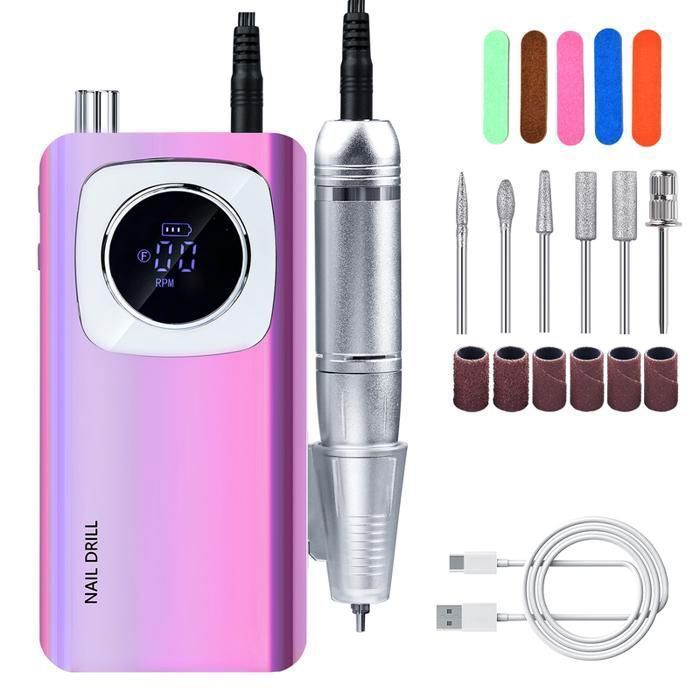 Ponceuse à Ongles Professionnelle 35000 RPM Avec 6 Embouts Et écran LED - Neuf - Alimentation électrique