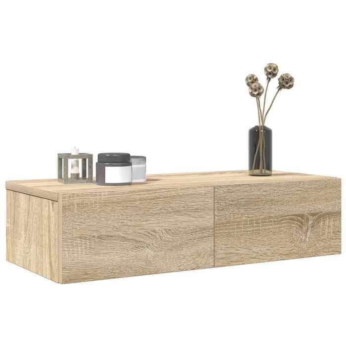 VidaXL Étagère Murale Avec Tiroirs Chêne Sonoma – Meuble Rangement Flottant, Armoire Murale 100 Cm
