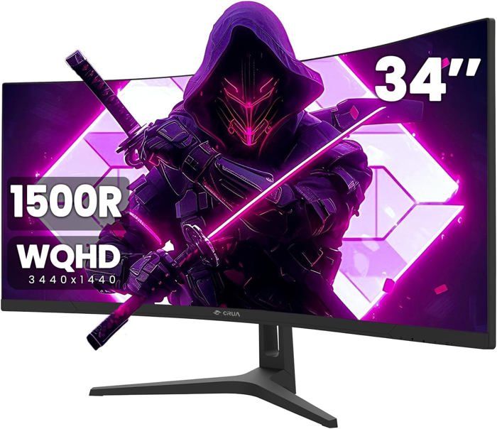 Écran PC- 34 Ultralarge Incurvé WQHD 3440×1440 R1500 165Hz DPx2 99% sRGB 1ms Mode PBP Design Noir