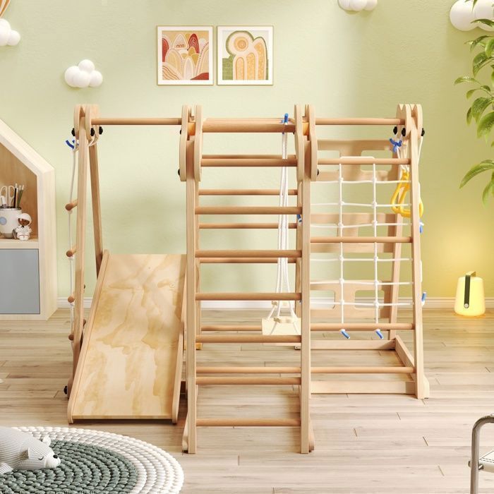 Echelle Bois Lit Test De L'échelle Suédoise Goodevas : Jeux D'escalade En Bois Pour Enfants Corde Balancoire