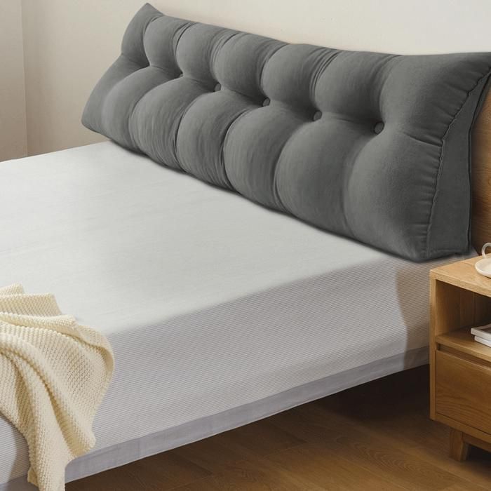 180cm-GRIS Coussin de Lecture pour lit et canapé Coussin de Dossier Triangulaire Coussin Lombaire de tête pour lit Housse