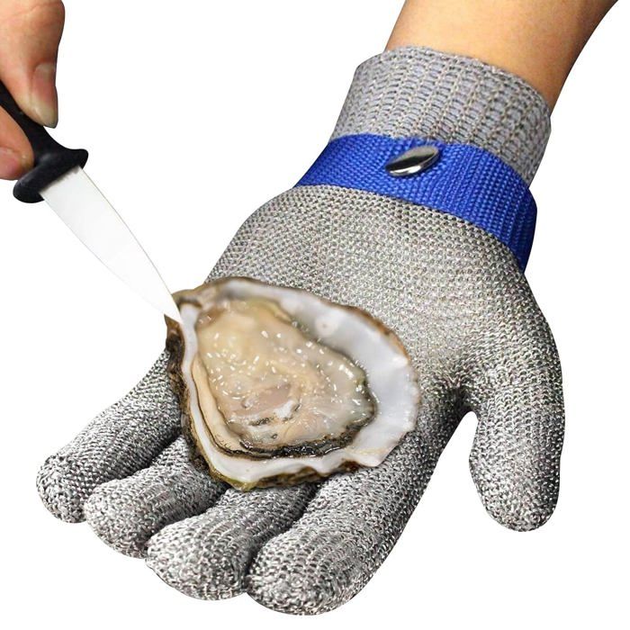 Gants Anti-Coupure Niveau 9, Protection Cuisine Et Huître, Maille Acier Inoxydable Pour Boucher Decoupe De Viande Taille L 92760871