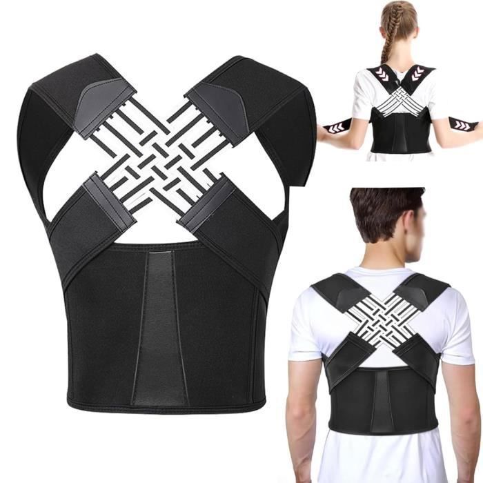 Correcteur de posture dos redresse pour homme et femme - Ceinture dorsale ajustable - Noir - Adulte - Mixte
