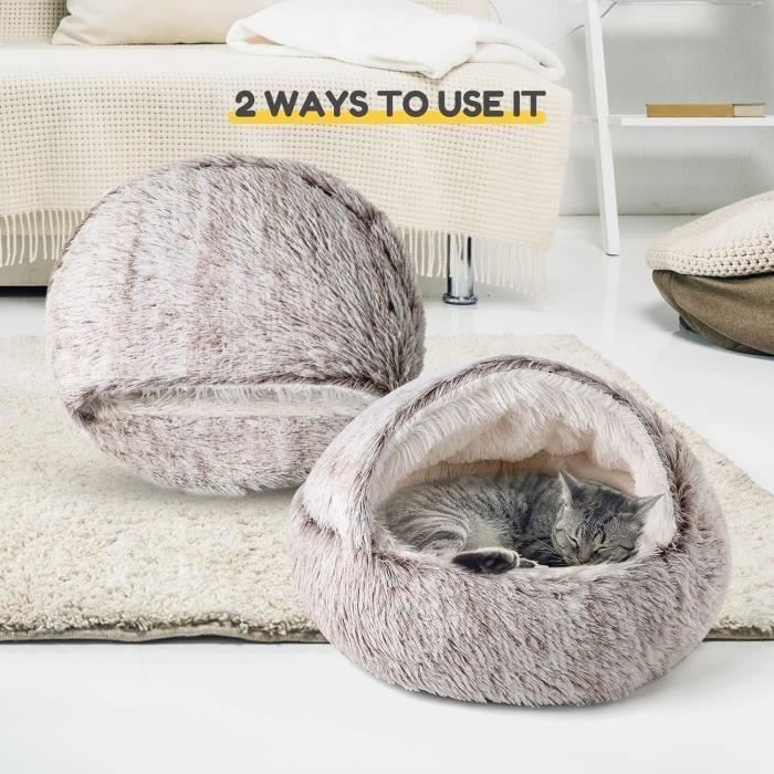 Meilleurs prix pour 60cm Chat Lit Rond Coussin pour Chat lit de Chat Panier Lit pour Chat Lavable en Tissu Peluche Couffin Chien Gris Cafe  KIT HABITAT