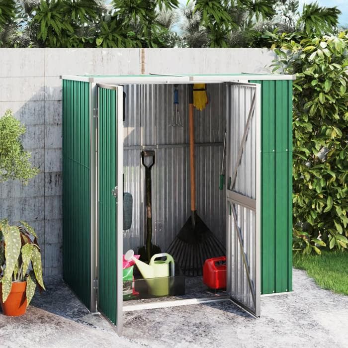 Soldes dété 2025 Abri à outils pour jardin - CLOUD - anti-basculement - vert 161x89x161 cm acier galvanisé LL74