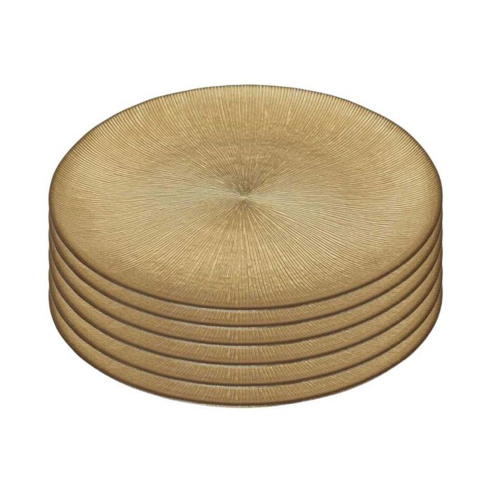 Lot de 6 Assiettes en Verre Doré Ø21cm - FALON