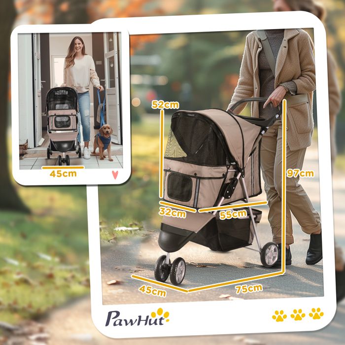 poussette pour chiens buggy pour chiens et chats Multicolore (Marron café)