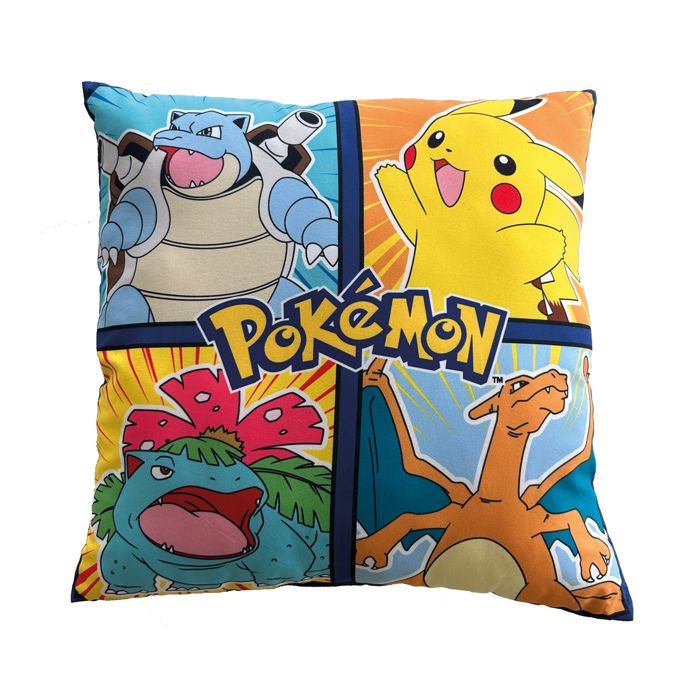 Coussin Enfant Pokémon 40x40 Cm - 100% Polyester, Imprimé Recto-verso, Certifié Oeko-Tex