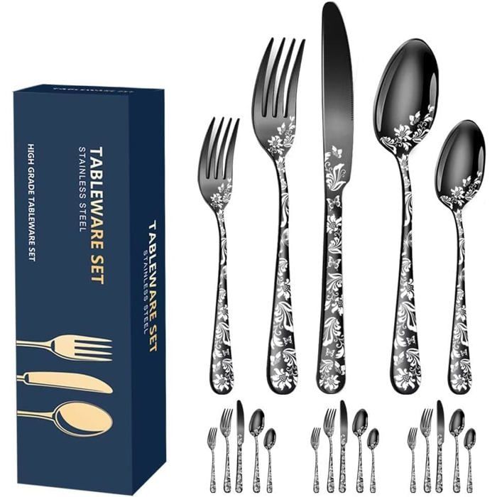Ménagère 20 Pièces en Acier Inoxydable pour 4 Personnes – Service de Couverts avec Finition Poli Miroir Durable Argent