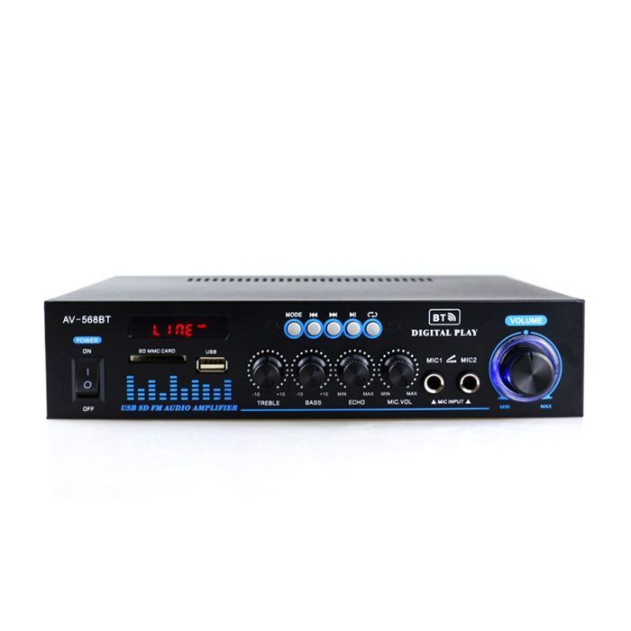 Amplificateur Hi-Fi Bluetooth 2.0 canaux 220 V USB SD qualité sonore HD contrôle du volume noir