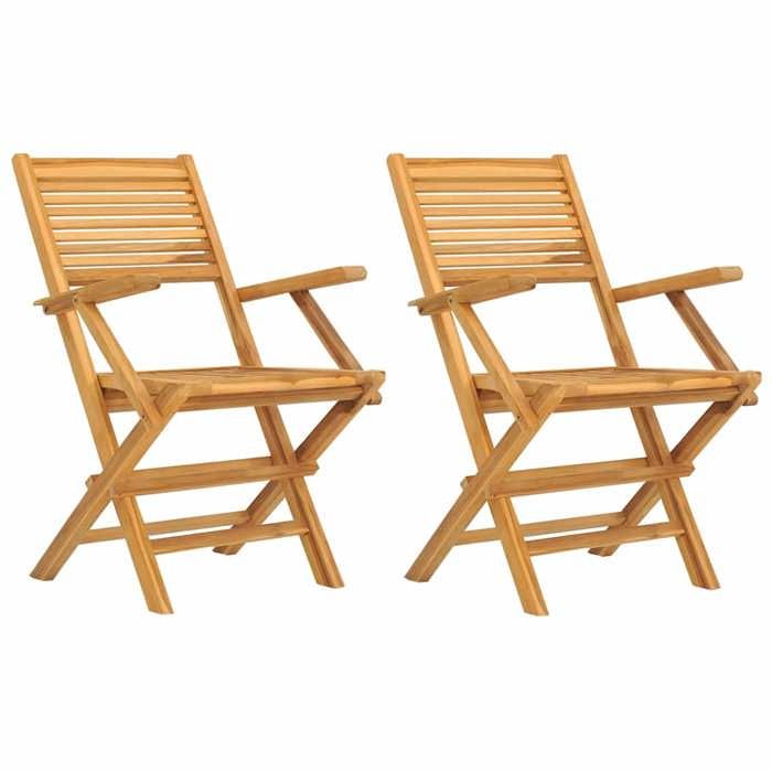 RebaisChaises de jardin - Siège avec Accoudoirs 1 place - pliantes lot de 2 55x62x90cm - bois massif teck CL864562