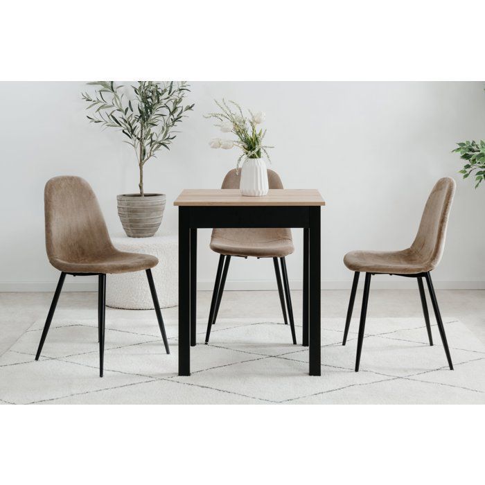 Table à Manger - Chêne Artisan & Noir - Carré - 4 personnes - 60 x 67 x 76 cm