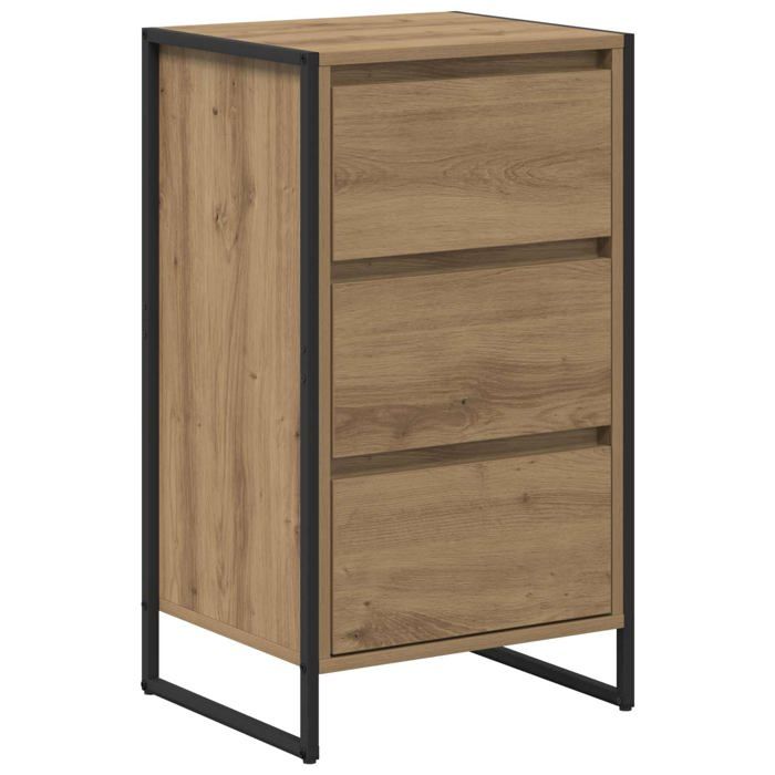 Buffet industriel - vidaXL - Chêne Artisan - Bois dingénierie - 42x36x755 cm - Pieds en acier - Rangement spacieux