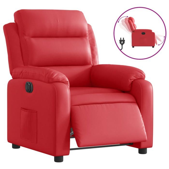 NEUF 2026 CHIC Fauteuil/Chaise inclinable SWEETY Moteur électrique Rouge Similicuir 75x92.5x100 cm FF2913