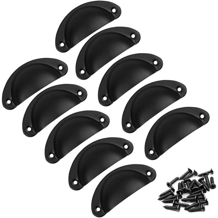10PCS Poignée de Coquille Vintage Bouton de Porte Poignée de Meuble Rétro Poignées de Porte en Fer Avec Vis pour Meuble