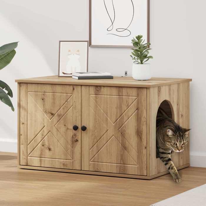 Marron Maison pour chats Meubles pour chats Chêne artisan 85x55x50 cm A2602 Marron Maison pour chats Meubles pour chats Chêne artisan 85x55x50 cm A2602